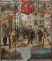 Střelecký terč s událostmi z r. 1848